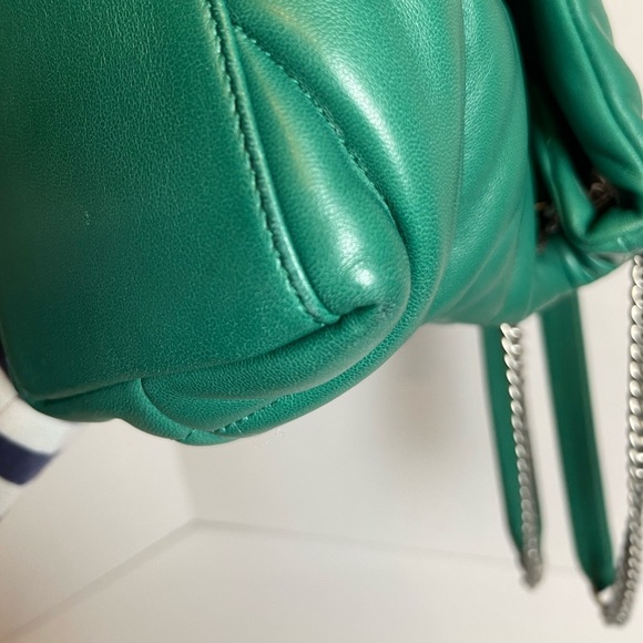 Saint Laurent Lambskin Quilted Small Loulou Puffer Chain Satchel Green Field - Picture 14 of 16